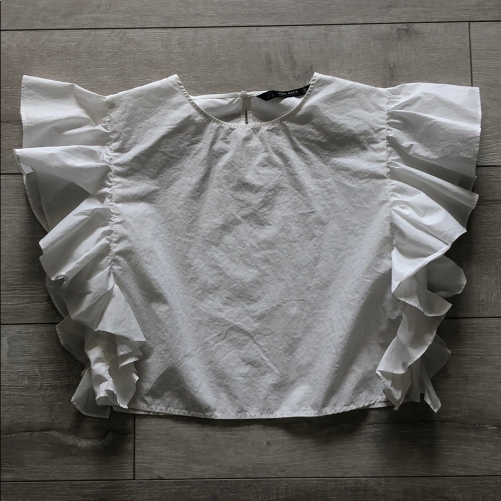 Zara Ruffle White Blouse